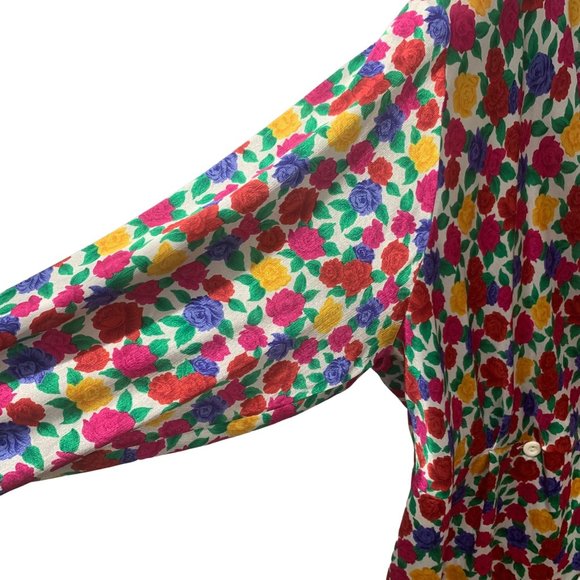 Vintage Lady Shapely Faux Wrap Floral Peplum Blouse Size 24W - Picture 3 of 10